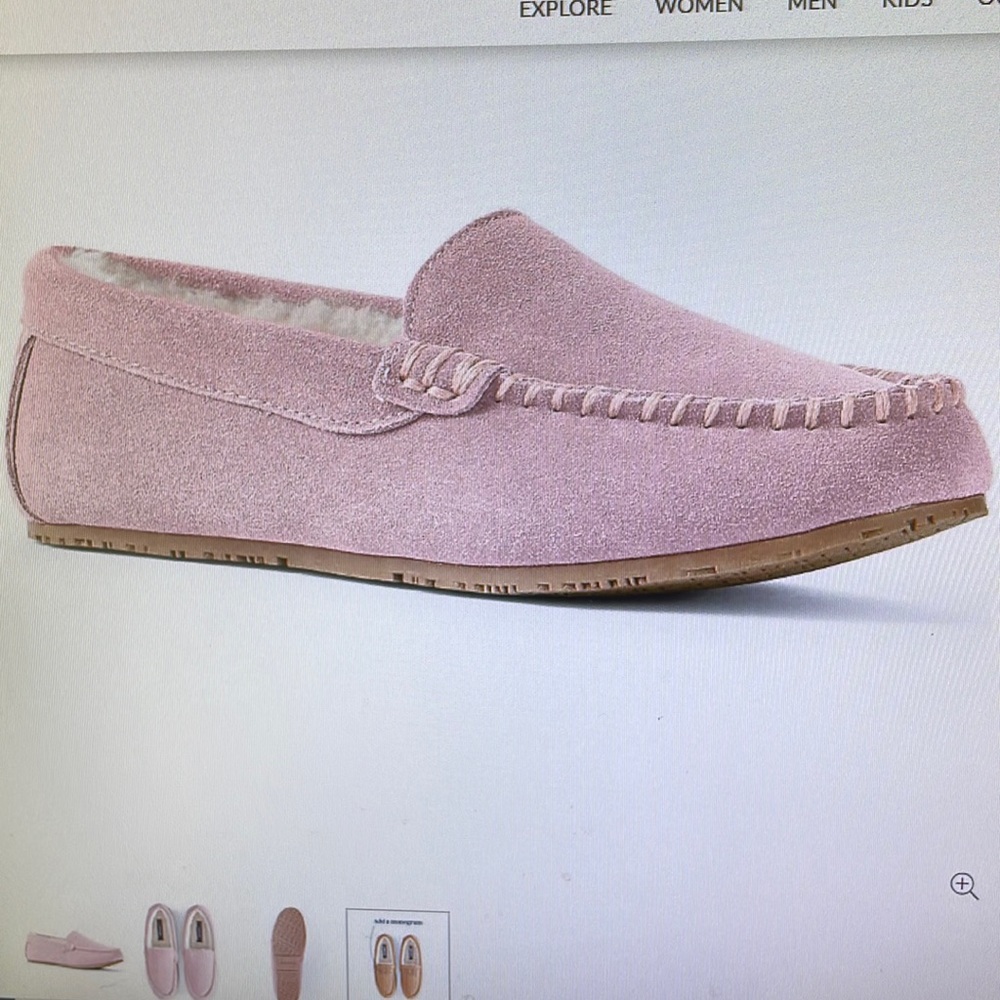 Lands End women’s suede leather moccasin slippers   Item #473069A75